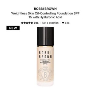 Mẫu mới-Kem Nền Bobbi Brown Weightless Skin Foundation Font de teint SPF15 PA++
